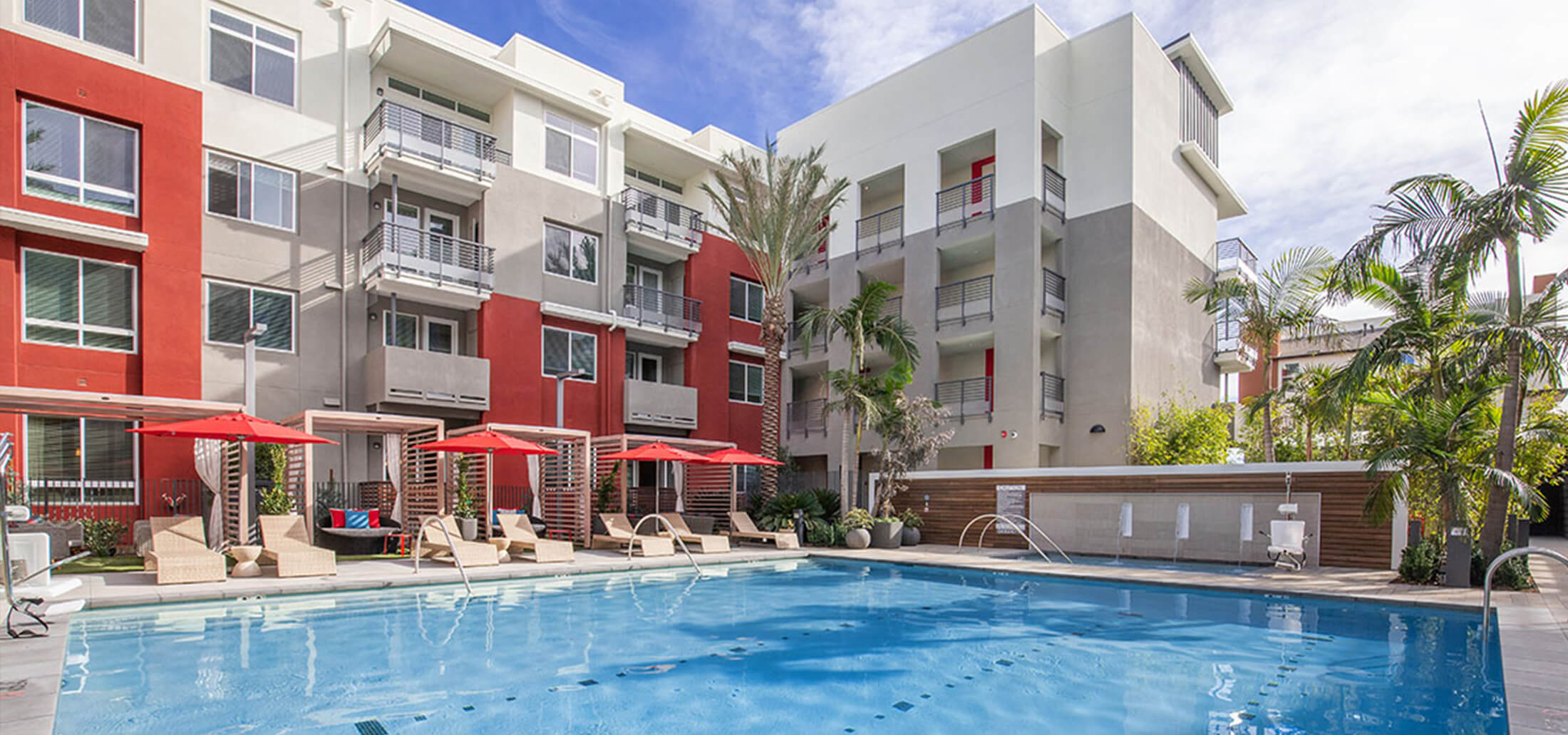 Apartments overlooking pool area